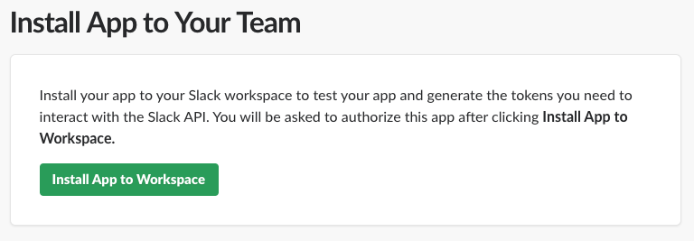 Install App to Your Team screen
