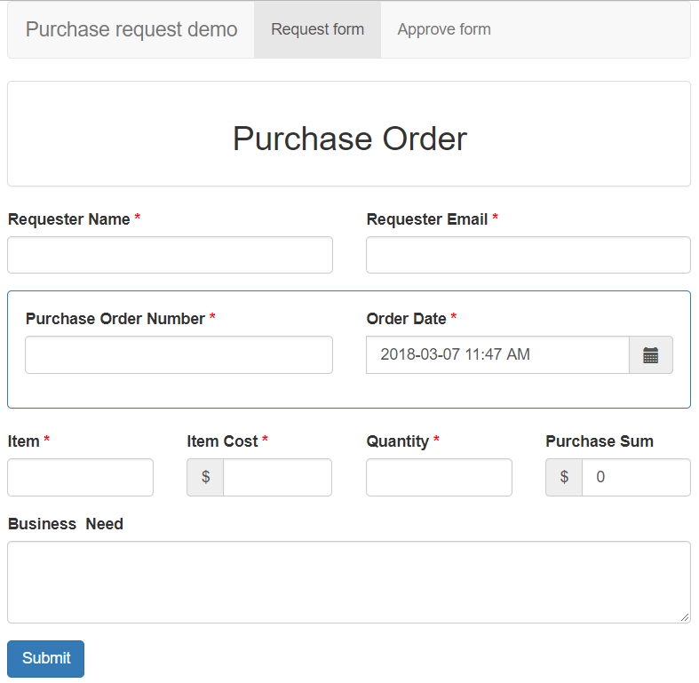 Purchase_Order_Form designed on Form.io